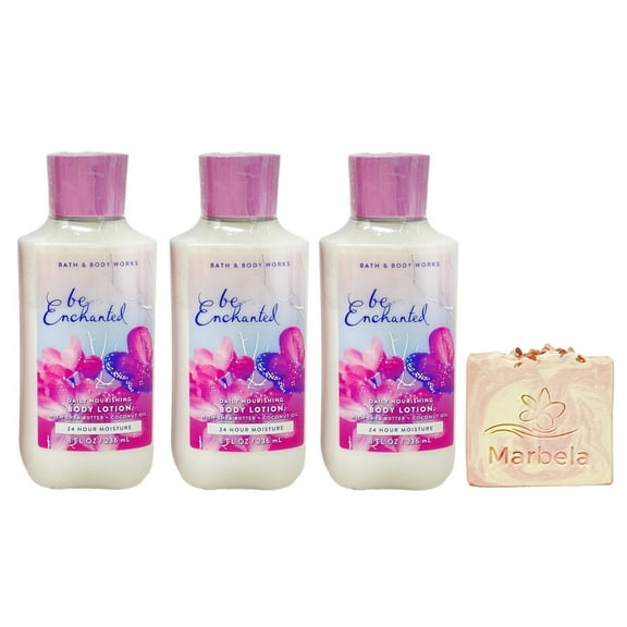 Bath & Body Works Be Enchanted 3 Pack Body Lotion Bundle with a Himalayan Salts Springs Bar Soap - Full Size