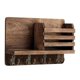 thumbnail image 1 of Organizador de sobres para correo de entrada con 4 ganchos para llaves montado en la pared, estante rústico de madera para portacorreos con, 1 of 5