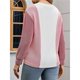 thumbnail image 5 of Sudadera Informal de Punto con Cuello Redondo y Bloques de Color para Mujer, de Larga, Holgada y para Otoño Rosa L, 5 of 7