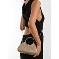 thumbnail image 4 of REMANLAND Women's Satin Pleated Fan Shape Evening Clutch Purse, Gold, 4 of 9