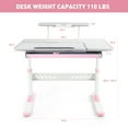 thumbnail image 2 of COSVALVE Height Adjustable Kids Desk Ergonomic Girls Study Table with Tilt Desktop,Drawer,Shelf(Pink), 2 of 23