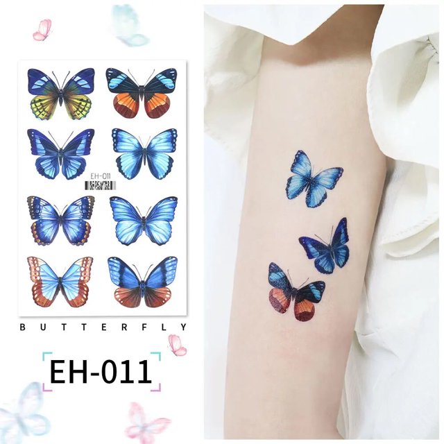 Tatuaje temporal de mariposa a prueba de agua, pegatina de tatuaje corporal colorida para cara, brazo, pierna, calcomanía alada para fiesta falsa