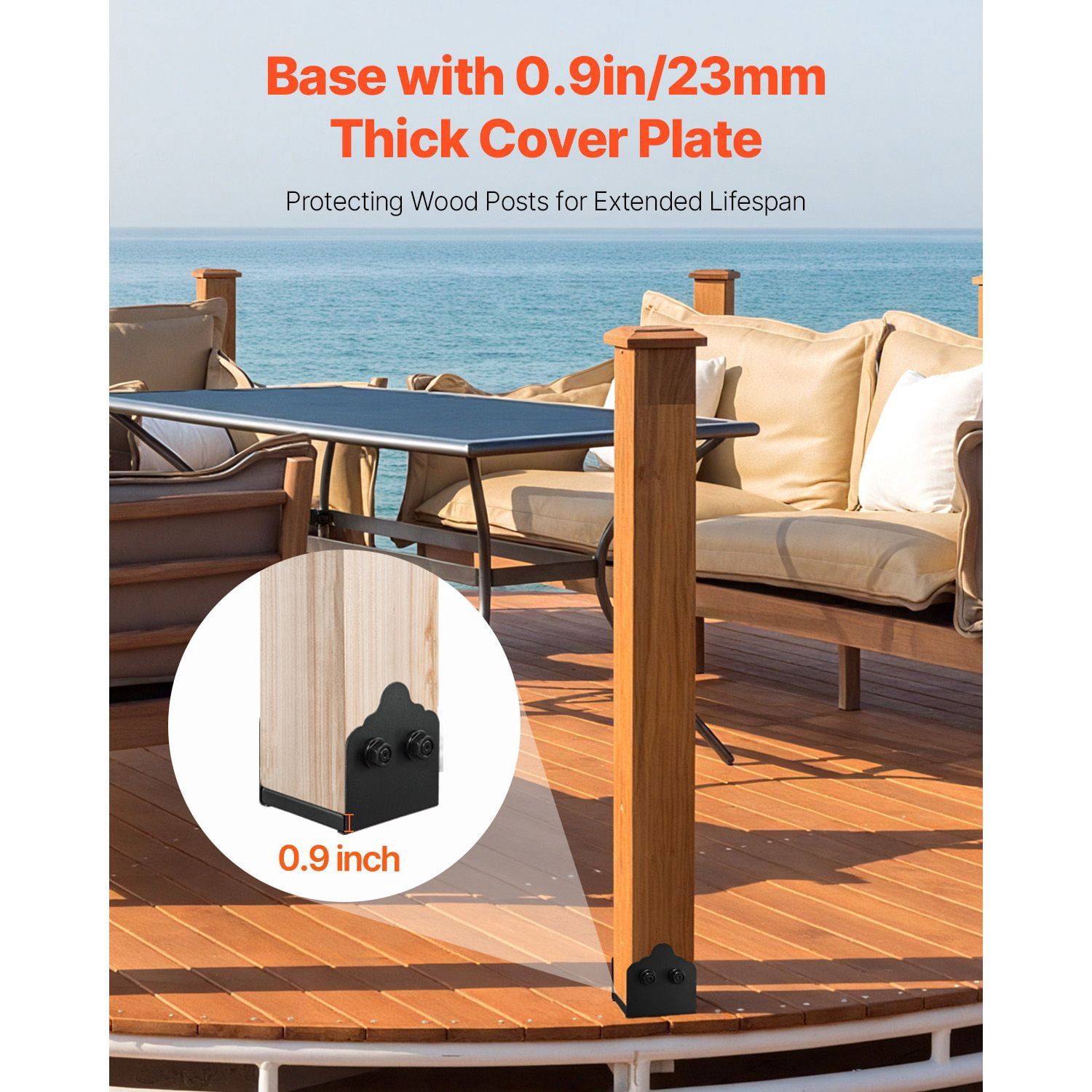 Post Base Connector 2-Pack for 5.5-6" Wood Posts, Carbon Steel, Powder-Coated, with Hardware, for Deck Railing Pergola
