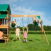 Backyard Discovery Belmont Cedar Wood Swing Set, Slide, Play Deck, Rock Wall Ladder