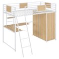 thumbnail image 5 of Bed Frame Twin Size Loft bed with L-shape Desk and Wardrobe, White, 5 of 8