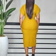 thumbnail image 2 of AURA Plus Size Bodycon Midi Dress High Waist Round Neck Short Sleeve Elegant Office Dress with Brooch Zipper, 2 of 10