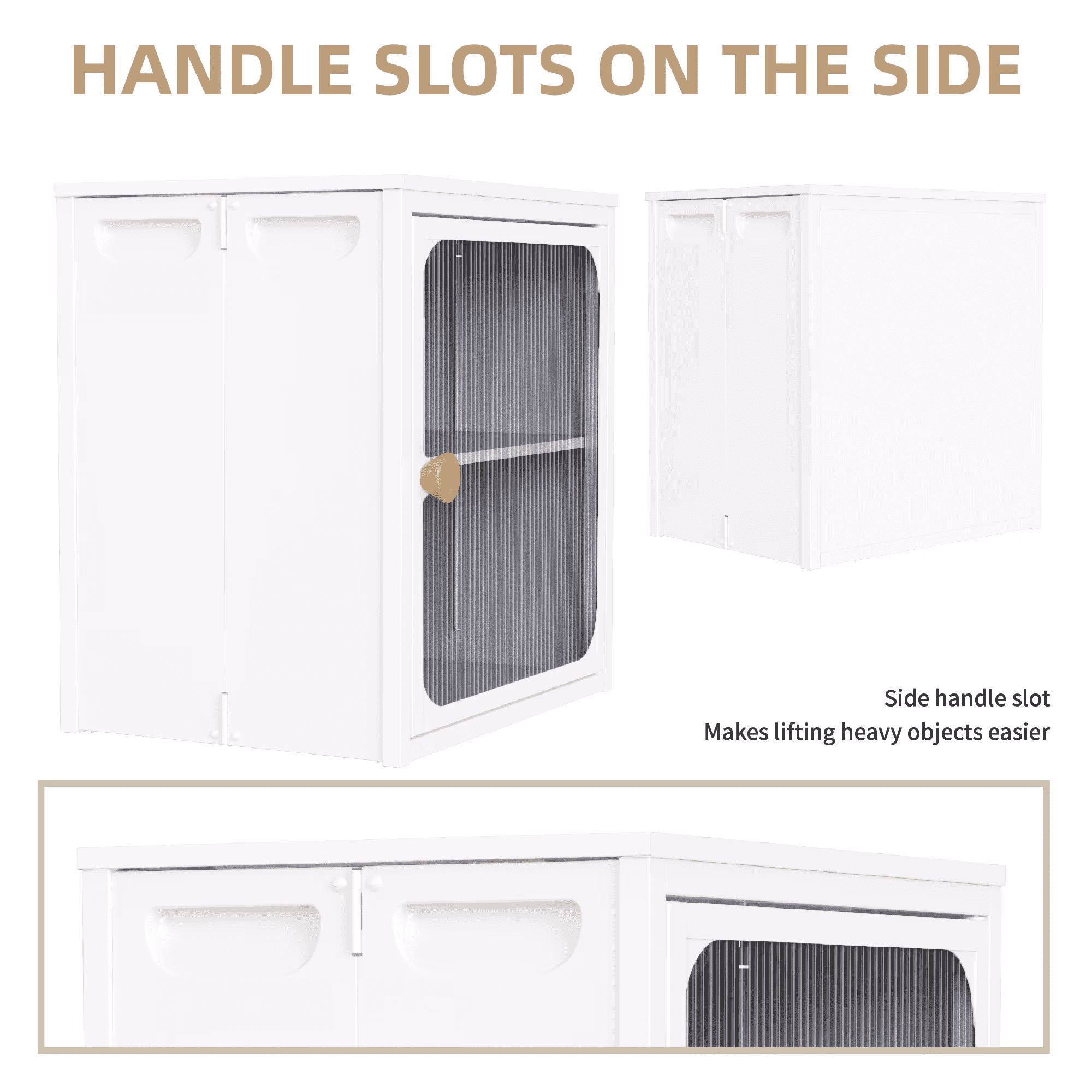 MAYEERTY Foldable Storage Cabinet, Steel-Wood Combo with Anti-Slip Design, White