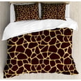 thumbnail image 1 of Giraffe Duvet Cover Set, Abstract Animal Skin Modernized Prehistoric Motifs Design Illustration, Decorative 3 Piece Bedding Set with 2 Pillow Shams, King Size, Dark Brown Sand Brown, by Ambesonne, 1 of 3