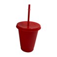 thumbnail image 1 of Vaso con pajita navideña Farfi, reutilizable, de PP, color sólido, con tapa, para el hogar (rojo, S), 1 of 8