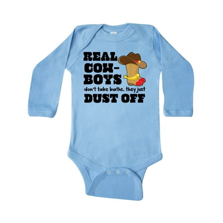 

Inktastic Boys Real Cowboys Don t Take Baths They Dust Off Gift Baby Boy Long Sleeve Bodysuit