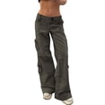 thumbnail image 1 of Gibobby Pantalones para mujer cargo Pantalones Cargo holgados para mujer, pantalones de chándal de Hip Hop, pantalones de pierna ancha holgados informales con cordón(Gris,G), 1 of 5