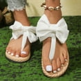thumbnail image 5 of LOVZFMLL Sandals for Women 2025 Summer Bow Knot Flat Flip Flops Slip On Open Toe Thong Casual Outdoor Beach Vacation Slippers White 8.5, 5 of 7