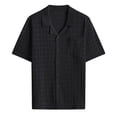 thumbnail image 6 of HOWPAY Button down Shirts for Men Short Sleeve Summer Solid Color Holiday Beach Tops Stretch Casual Regular Fit Oversized Comfy Shirts Black L, 6 of 6