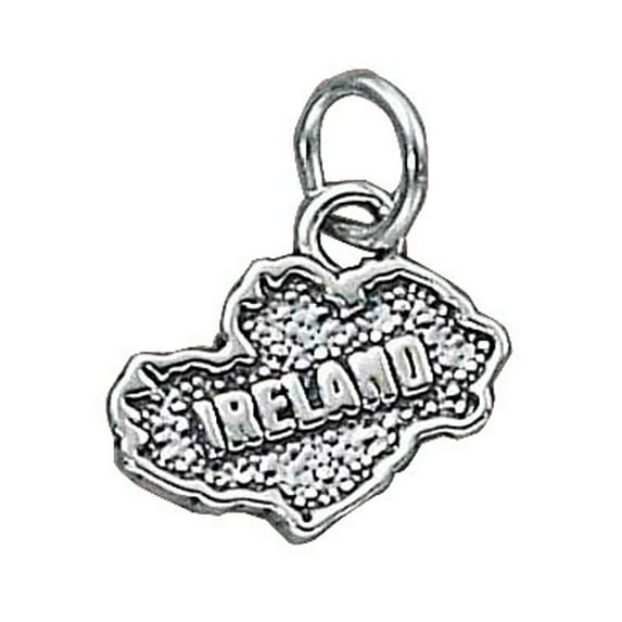 Sterling Silver 16" 1.2mm Box Chain Ireland Country Pendant Necklace