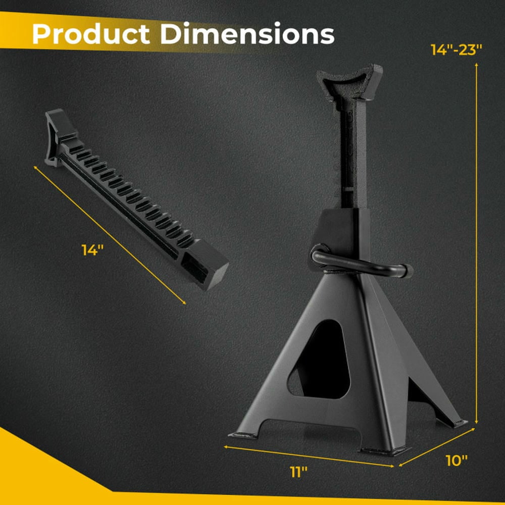 YYAo 6 Ton 13000 lbs Capacity Metal Car Lifting Stands with 14-23 Inch Adjustable Height