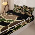 thumbnail image 3 of Manfei Retro Camouflage Zipper Twin Comforter Sets with Fitted Sheet and 2 Pillowcases,Woodland Bear Zipper Bedding Set,Brown Green,Black Reversible,4pcs, 3 of 8