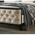 thumbnail image 2 of Arcadia Tufted Linen Upholstered Bed Frame with High Padded Headboard, King Size, 2 of 3