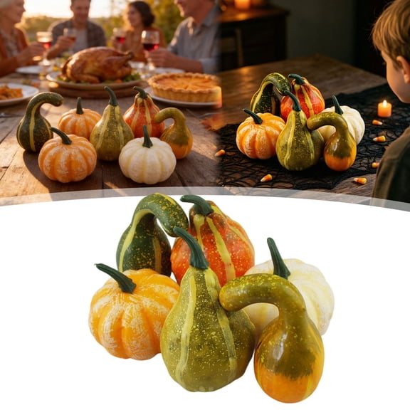 Foam Artificial Pumpkins Gourds Decor, Mini Pumpkins, Fall Harvest Ornaments, Table Centerpiece Decor for Halloween Thanksgiving, Farmhouse Indoor Autumn Party DIY Craft Display Supplies