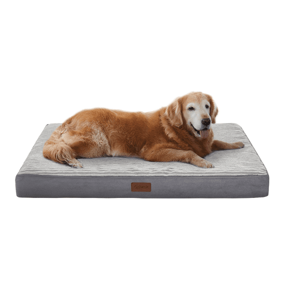 Ophanie Orthopedic Dog Bed for Large Dogs with Removable Washable Cover, Non-Slip Bottom & Waterproof Liner, Suitable for Crates, 35"x22"x3.5", Gray