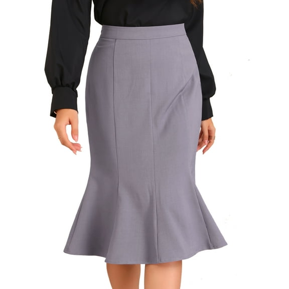 DARING DIVA Women's Ruffle Hem Pencil Skirt High Waist Midi Skirts XL Light Purple