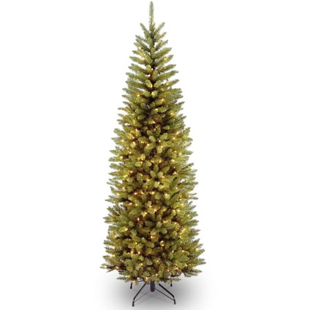 National Tree 6 .5' Kingswood Fir Hinged Pencil Tree with 250 Clear Lights