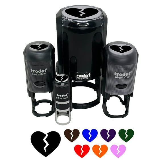 Broken Heart Love Self-Inking Rubber Stamp Ink Stamper - Sky Blue Ink - Small 3/4 Inch