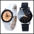 thumbnail image 6 of HALJEN Large Number Watches for Men Women Quartz Dial Clock Leather Wrist Watch Round Case, 6 of 9