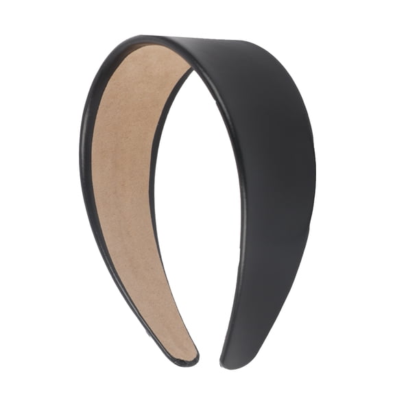 Motique Accessories 2 inch Vegan Leather Headband for Women (Black, One Size)