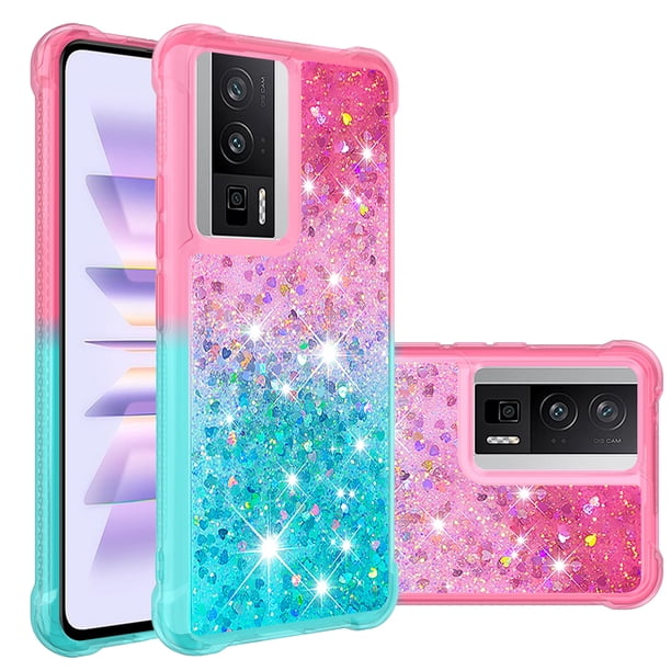 Funda para Xiaomi POCO F5 Pro 5G Transparente con Brillos Carcasa Protectora Antigolpes con Glitter Brillante