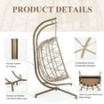 thumbnail image 6 of RADIATA Double Wicker Egg Swing Chair with Stand, 2-Person Hanging Egg Chair for Indoor/Outdoor, 700lbs Capacity, Thick Cushions & Headrest, Beige, 6 of 10