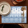thumbnail image 4 of Blue Ethnic Floral Border Pattern Summer Placemats Table Placemats Set Of 6-Linen Kitchen Washable Placemats Table Mats 11.8"x17.7" Non-Slip Heat Resistant, 4 of 5