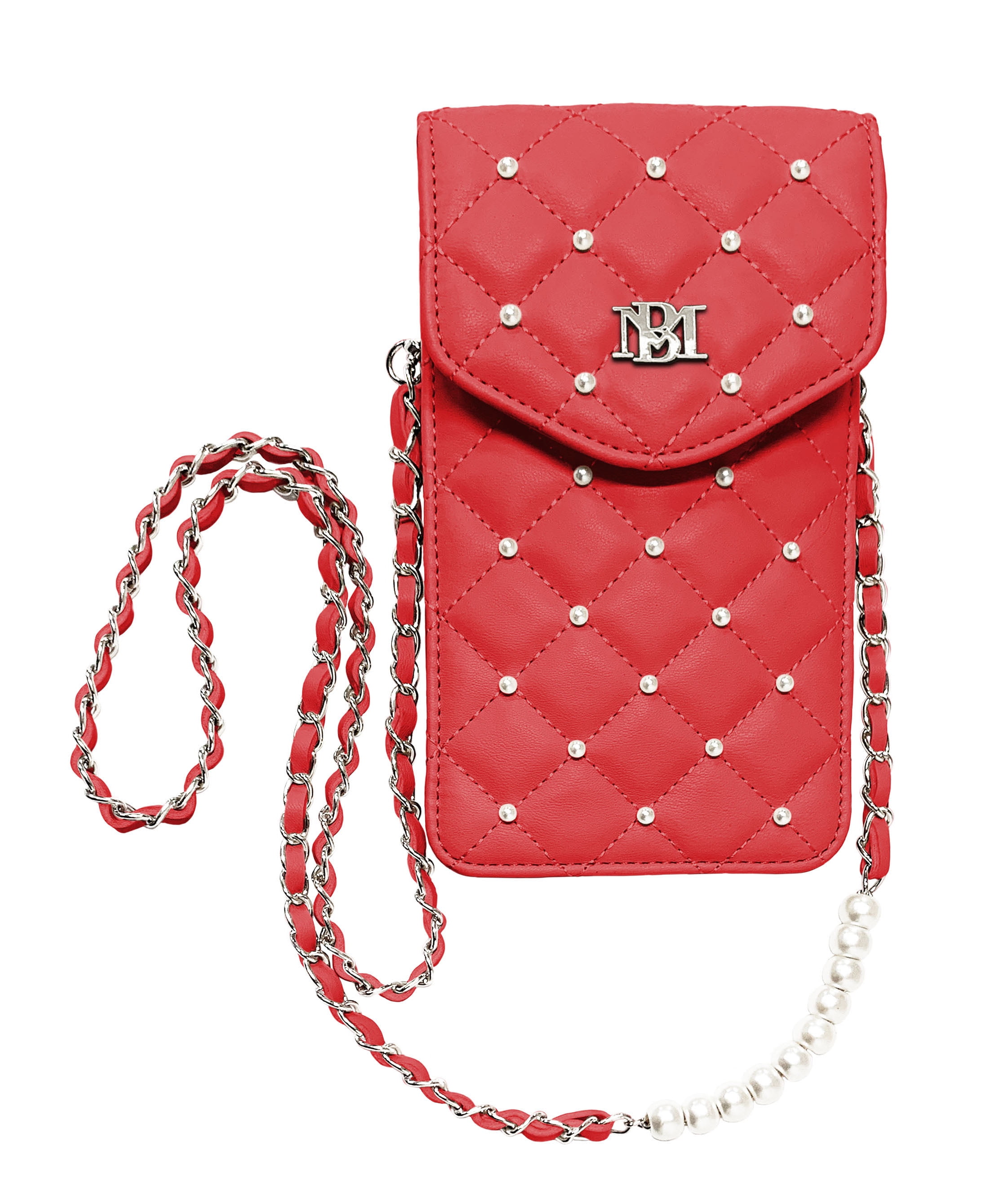 Badgley Mischka Red Pearls Strap Phone Case