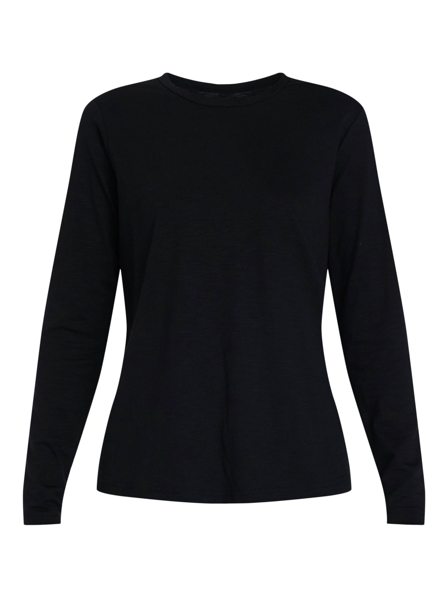 Time and Tru Women’s Slub Crewneck Tee with Long Sleeves, Sizes XS-XXXL