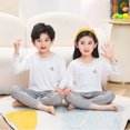 thumbnail image 4 of Conjunto de pijama de dos piezas de manga larga holgado de color sólido para niños grandes con aire acondicionado para el hogar de primavera, 4 of 6