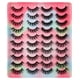 thumbnail image 4 of Juego de 20 pares de pestañas postizas de fibra 3D, pestañas postizas naturales gruesas europeas y americanas, mezcla de puntos (HL-01) Rojo Verde MX-0130550FYD, 4 of 5