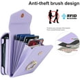 thumbnail image 3 of Phone Case for Samsung Galaxy Z Flip 3 5G 2021 Wallet Cover with RFID Blocking Ring Crossbody Wrist Strap Stand Credit Card Holder Leather Cell Accessories ZFlip3 Z3 Flip3 3Z Women Men Purple, 3 of 11