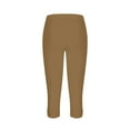 thumbnail image 5 of Goindgs Summer Leggings Plus Size for Women Capris Dressy Cropped High Waist Solid Color with Side Yoga Comfy Stretchy Workout Palazzo Pants Brown L, 5 of 5