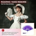 thumbnail image 4 of Uxcell Embroidered Flower Marabou Feather Fan Vintage Folding Handheld Fan Chinese Flapper Hand Fans Purple, 4 of 6
