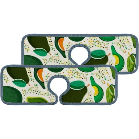 

SKYSONIC Faucet Absorbent Mat 2 Pcs Fresh Green Avocado Kitchen Faucet Splash Catcher Washable Counter Drying Pads Behind Faucet for Kitchen Bathroom