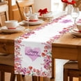 thumbnail image 5 of Mother's Day Table Runner 72 Inches, Spring Watercolor Flowers Purple Love Heart Bed Runner Dresser Scarves Tabletop for Indoor Outdoor Parties/Ceremony/Banquet, 18" x 72", 5 of 9