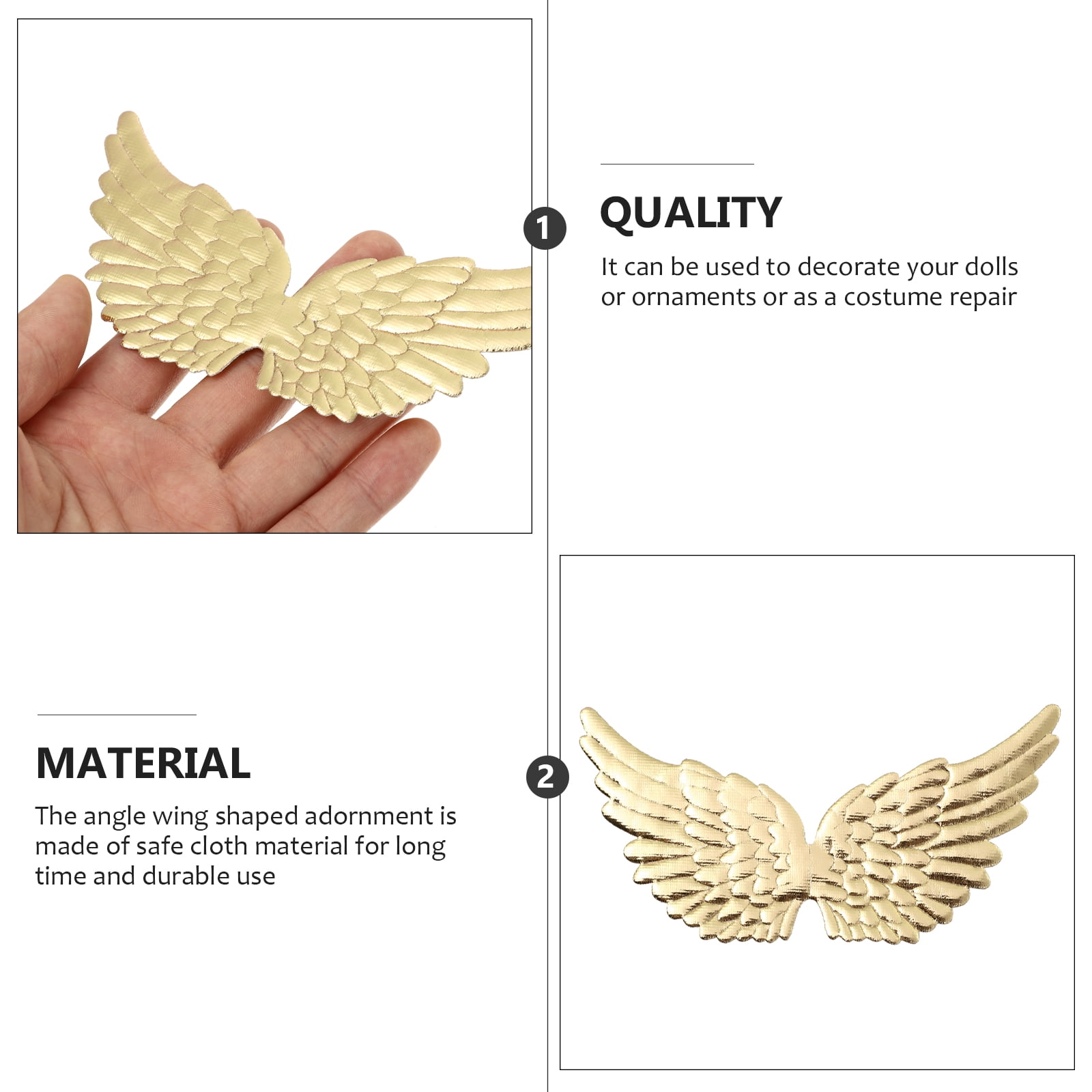 OUNONA Mini Crafts Angel Wingfairy Wings Diy Small Wing Decorative  Decorpatches Accessary White Decor Keychain Costume Angle 