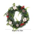 thumbnail image 3 of Danhjin Couronne de Fleurs en Plastique Couronne de Fleurs Porte d'Entrée de Noël Frappe Intérieure et Extérieure avec Cotons Fruits Rouges Pins Cônes Décorations de Noël, 3 of 6