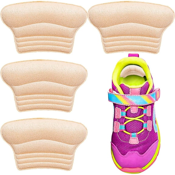 Kids Heel Grips 4 Pieces Self-Adhesive Heel Cushion Add Volume to Too Large Shoe InsertsPrevent Skin Rubbing and Blister Shoe Fit for Toddlers Girls and Boys Women