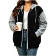 thumbnail image 3 of Women's Color Block Zip Up Hoodie Jacket Plus Size Casual Long Sleeve Sweatshirt with Side Pockets for Fall Winter, 3 of 7