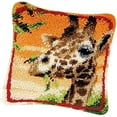 thumbnail image 4 of （Giraffe）Tenlacum Lovely Animals Latch Hook Rug Making Kits for Beginners Embroidery Kit Pillowcase Cushion with Colorful Yarn Bundles Canvas Latch Hook Tool E, 4 of 5