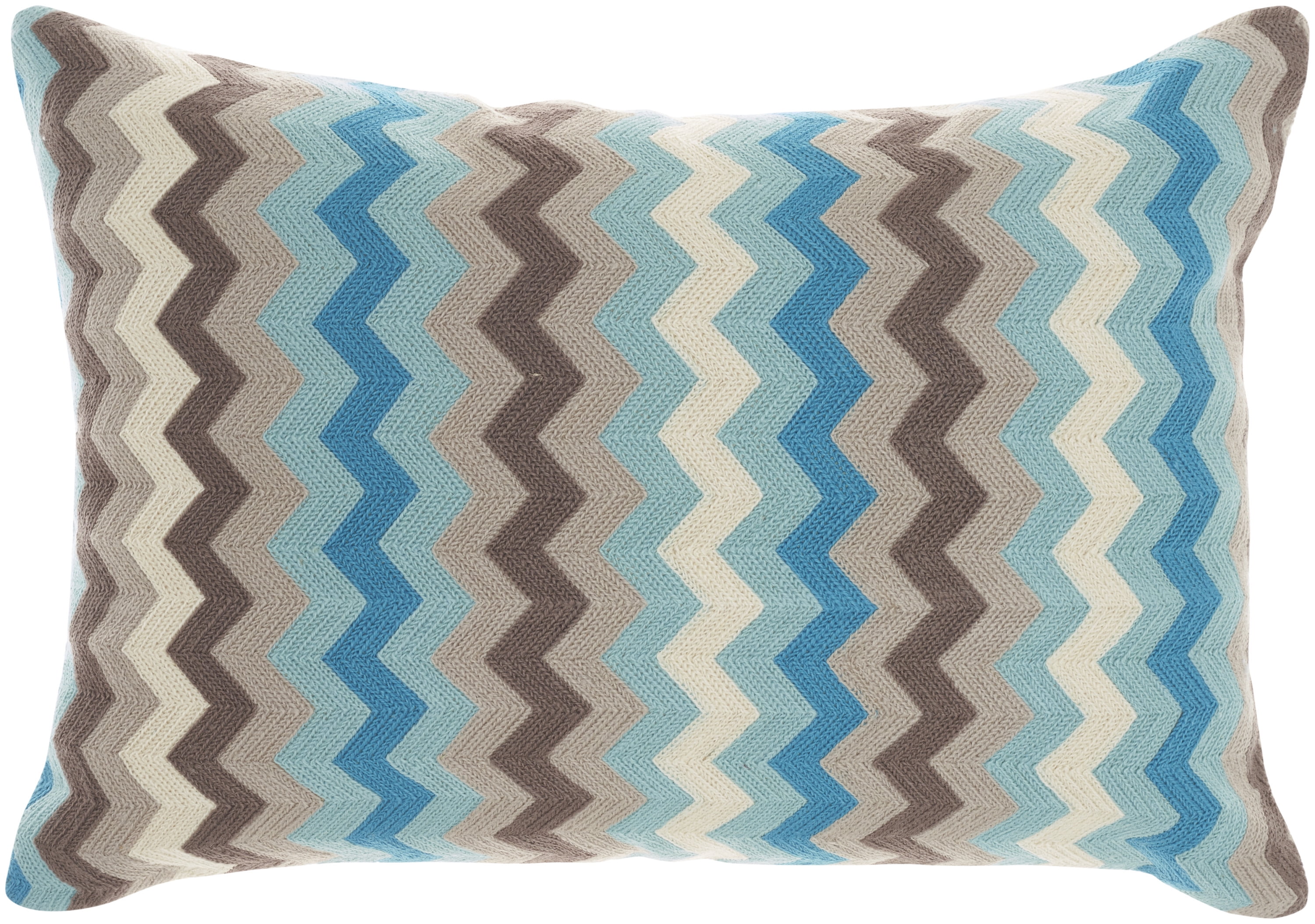 Kathy Ireland Pillow Flamestitch Blue/Grey 14" x 20" Throw Pillow