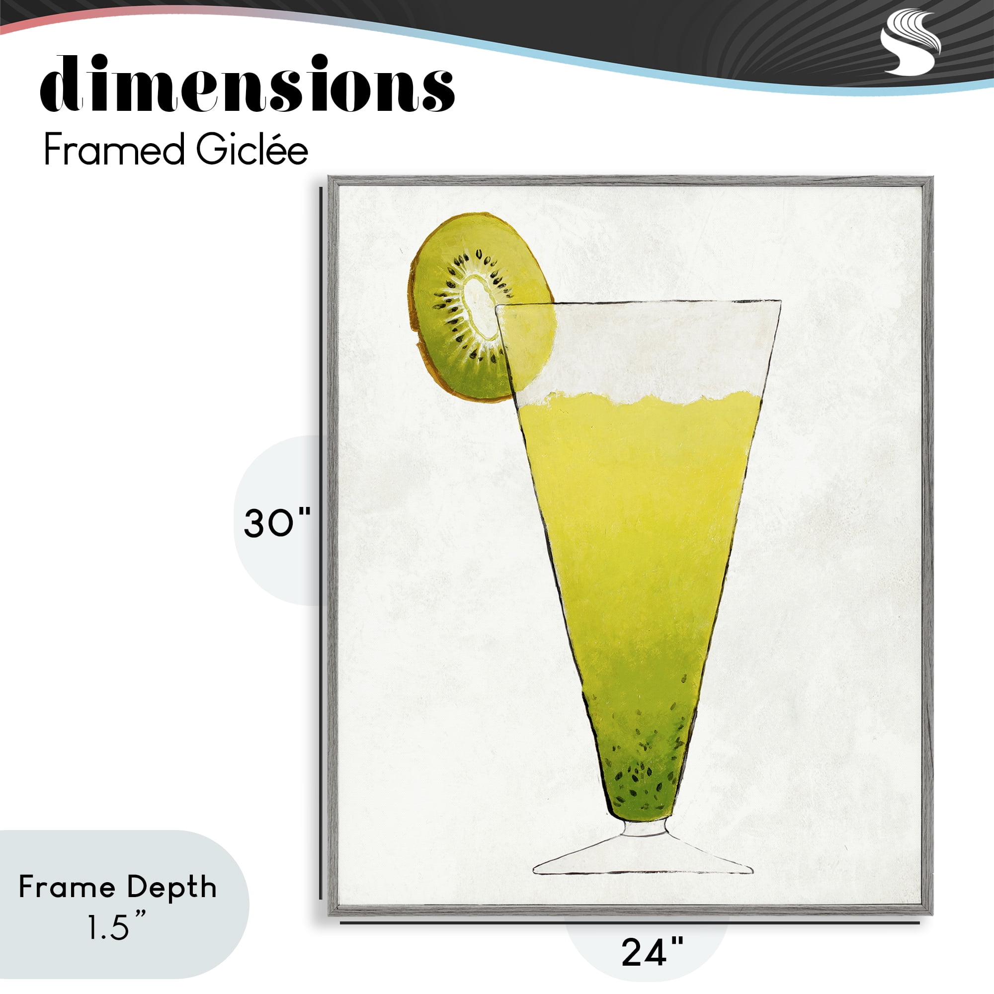Stupell Industries Summer Cocktail Kiwi Slice Gray Framed Giclee Art, design by Lorenzo Collective