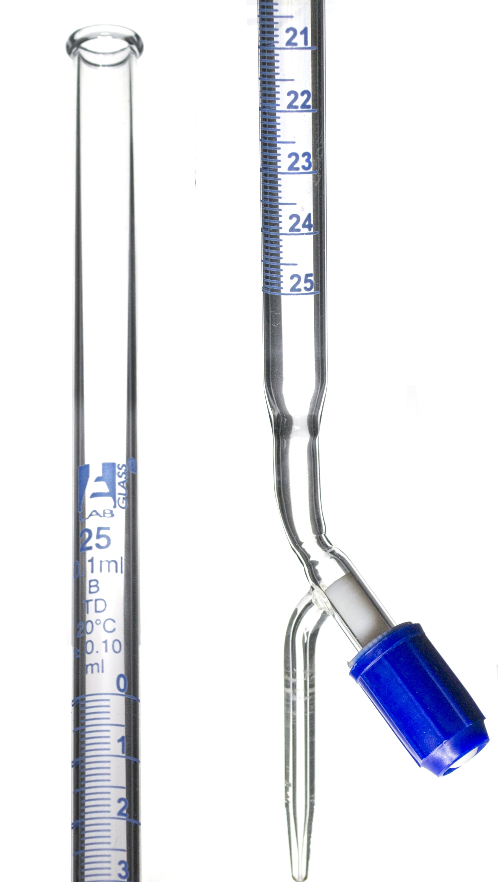 Class B 25mL Borosilicate Burette 0.1mL Graduations 0.1mL Tolerance