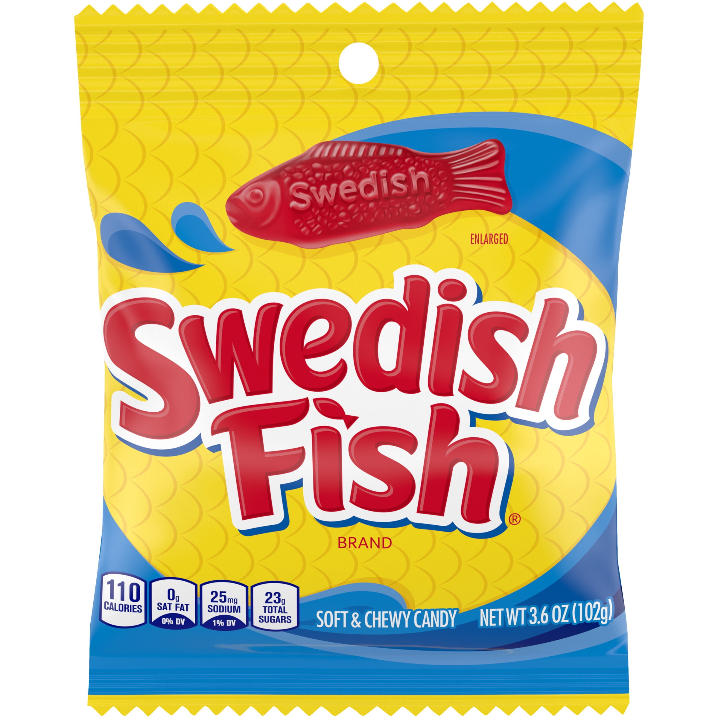 SWEDISH FISH Candy, Original Flavor, Halloween Candy, 1 Peg Bag (3.6oz)