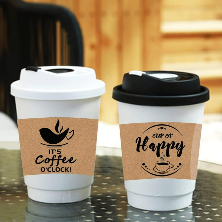 50 Pack Kraft Coffee Cup Sleeves Disposable Corrugated 2.36x4.92 Inch Kraft  Paper Jacket Cup Sleeves for Hot and Cold Drinks, Fits 12oz-20oz Cups